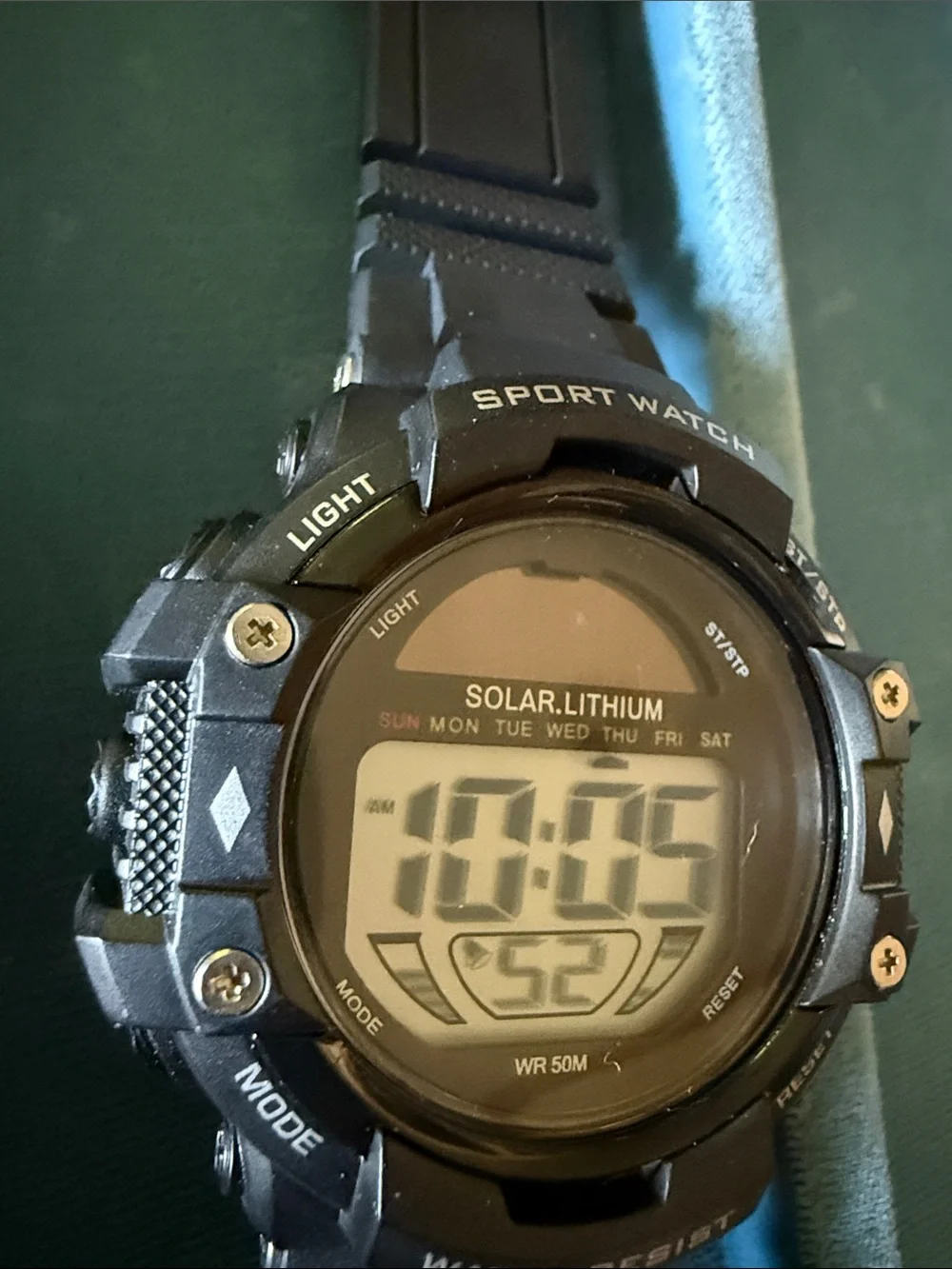 Solar Lithium Digital Sport Watch - Black